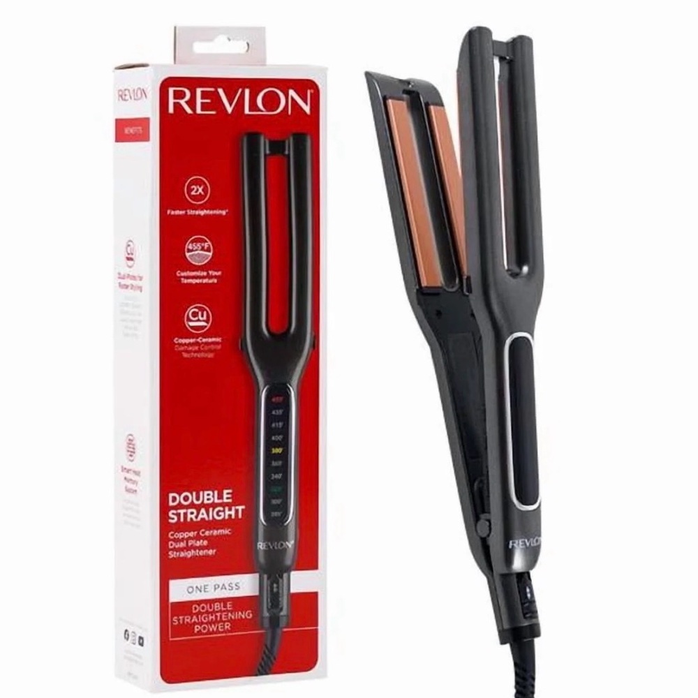 NIB Revlon Double Straight Copper Ceramic Dual Plate Straightener